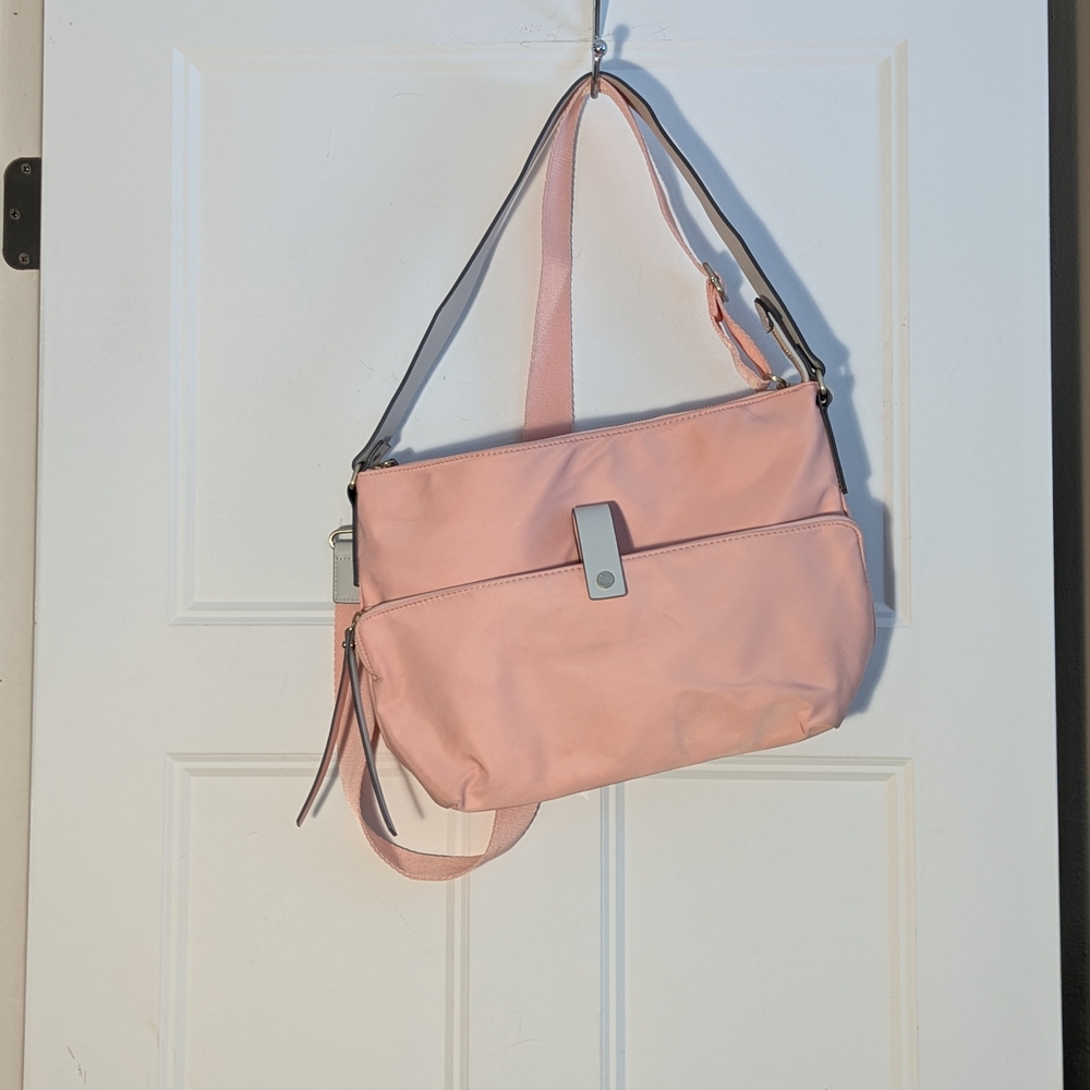 RADLEY LONDON Alpha Road Nylon Multiway Medium Zip Top Shoulder Bag. Color Melon